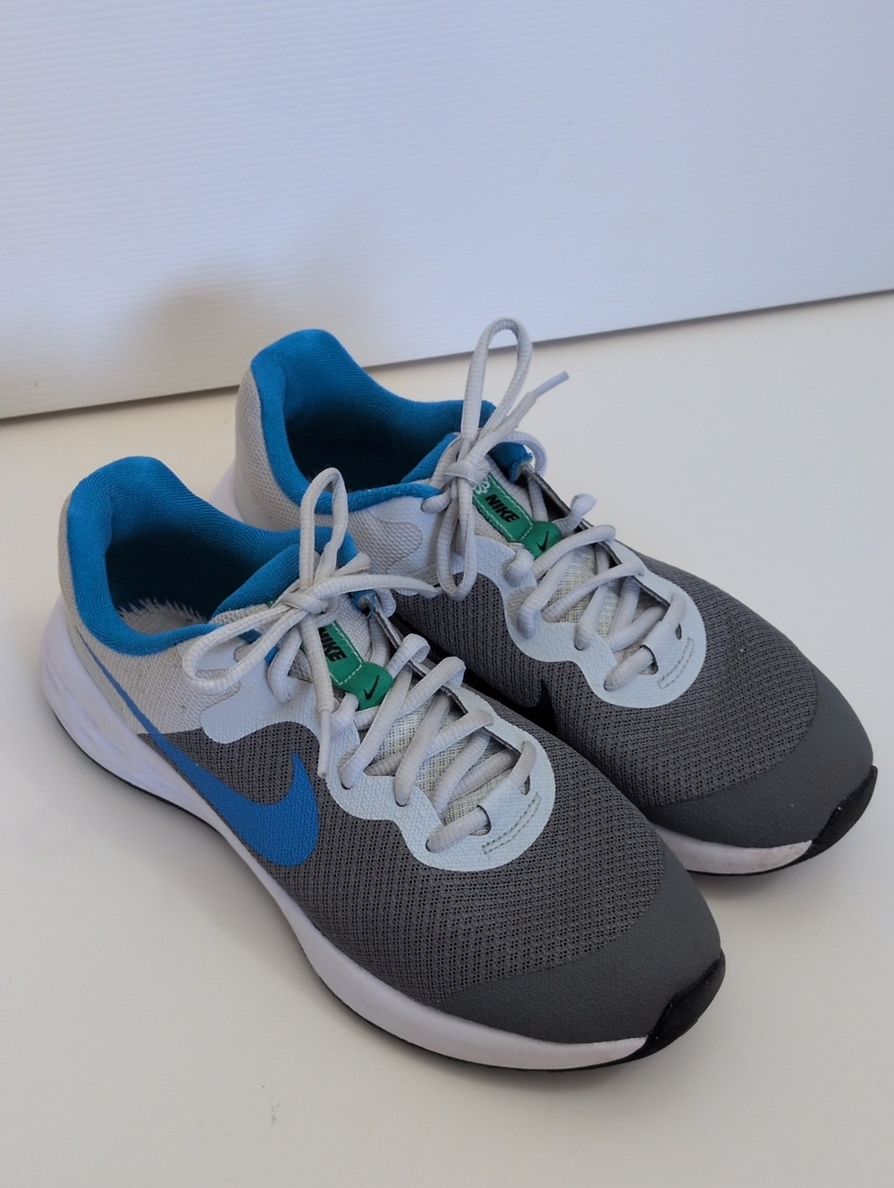 Nike Big Kids Revolution 6 NN Running Shoes - Gray & Blue - 7Y